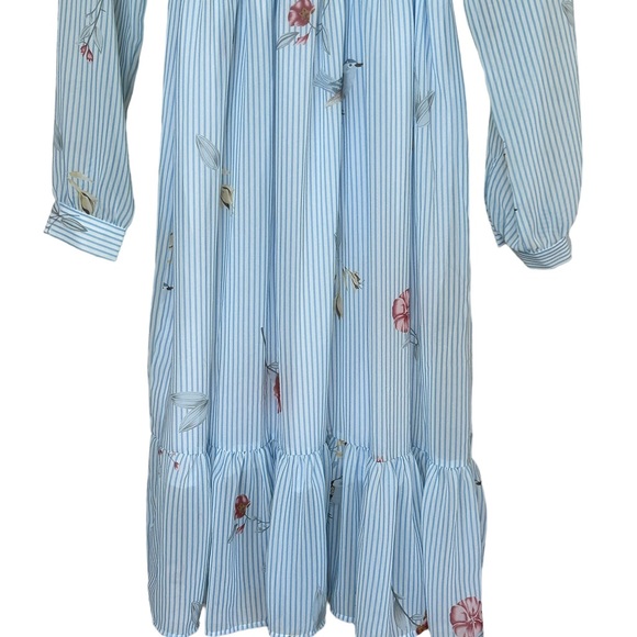 Christy & Fang Long Sleeves Lined High Neck Ruffle Button Up Prairie Dress Sz L - Picture 2 of 6